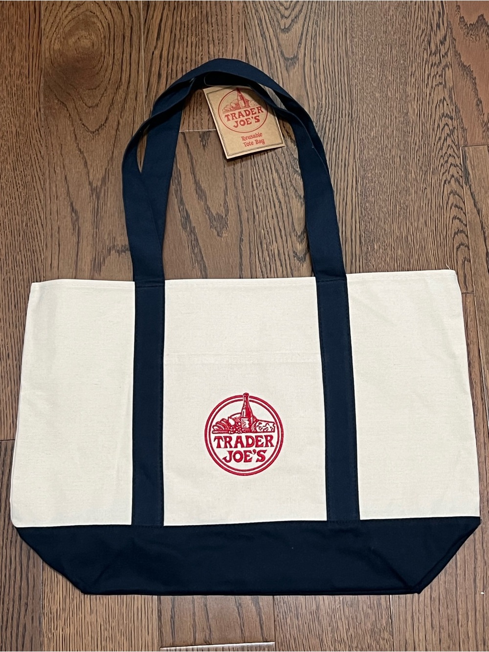 Trader Joe’s Navy Blue Large Canvas Tote NWT